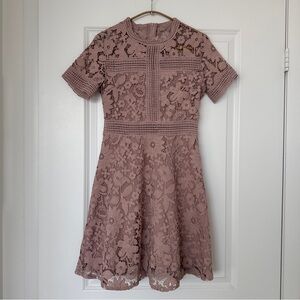 Elegant Lace Embroidered Dress Pink